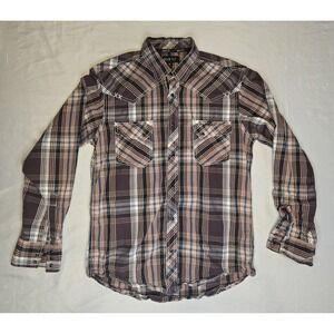 Ely Cattleman 1878 Western Snap Up Shirt Men's Medium Plaid Long Sleeve Casual